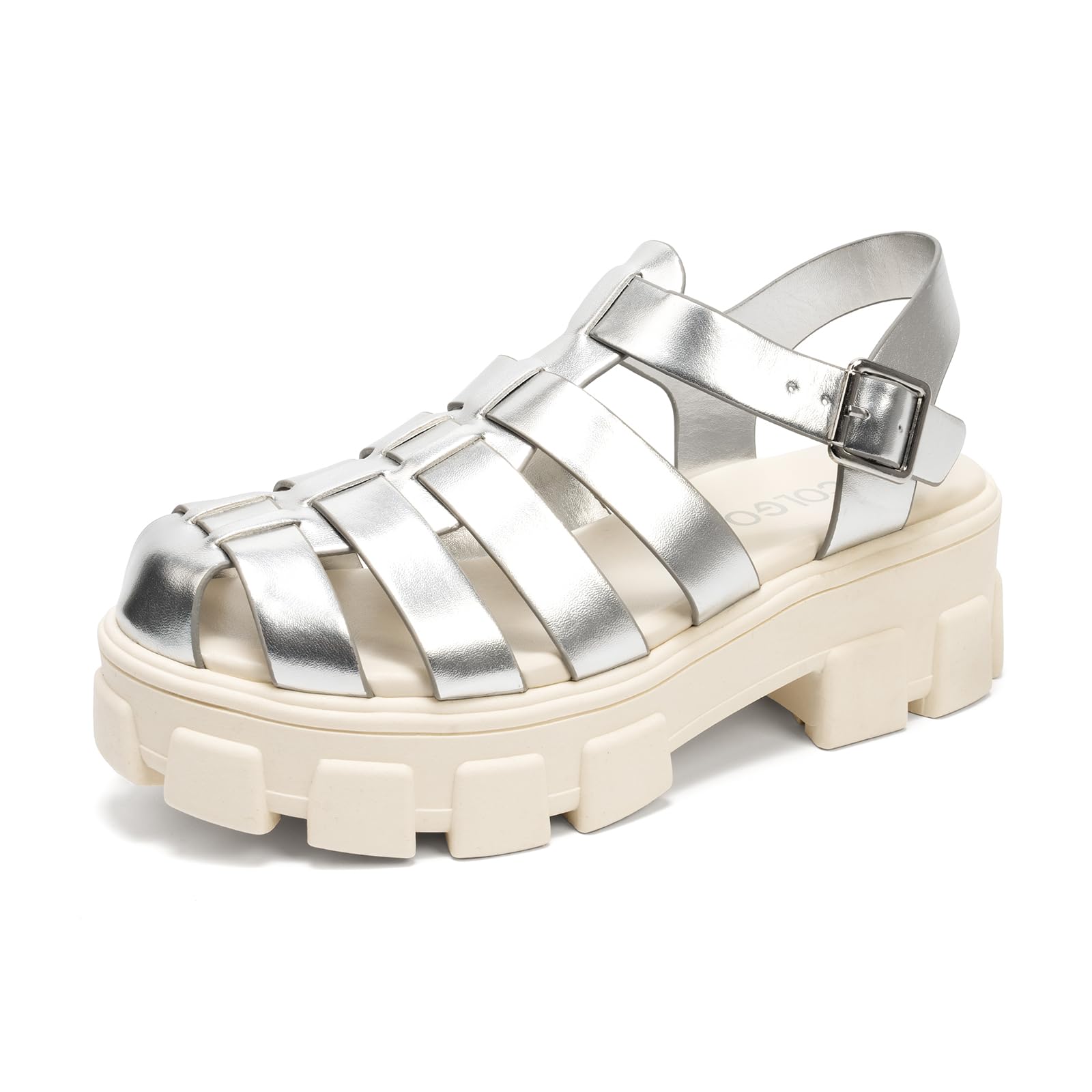 Colgo Womens Platform Wedge Sandals Chunky Block Heeled Adjustable Buckle Fisherman Sandals for Summer