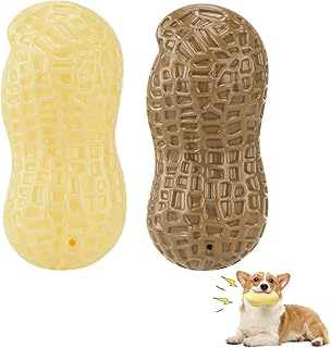 ZNOKA Squeaky Dog Toys Interactive, 2 PCS Peanut Shape Dog Toys Teeth-Cleaning Squeak Dog Chew Toy, Durable for Medium Dogs, Large & Small Breeds - Puppy Teething Chew Dog Toy