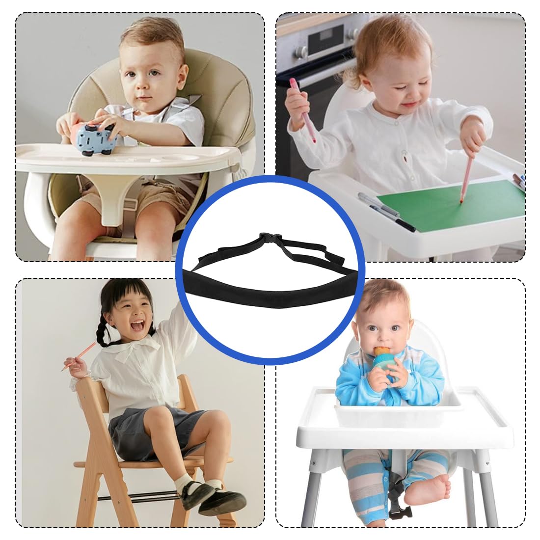 Bretelle e cinture per passeggino 1 pezzo di protezione per carrello della spesa per seggiolone per bambini, cinghia di sicurezza per sedia da pranzo, seggiolino portatile per bambini(nero)