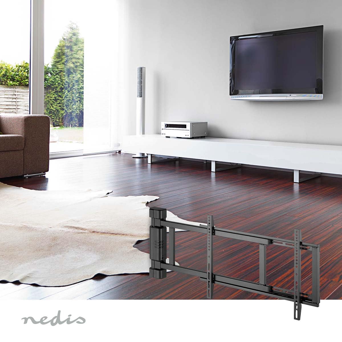 Motorisierte TV-Wandhalterung - 32-75" - maximal unterstützes Bildschirmgewicht: 50 kg - drehbar - Minimaler Wandabstand: 56 mm - ferngesteuert - ABS/Stahl - Schwarz
