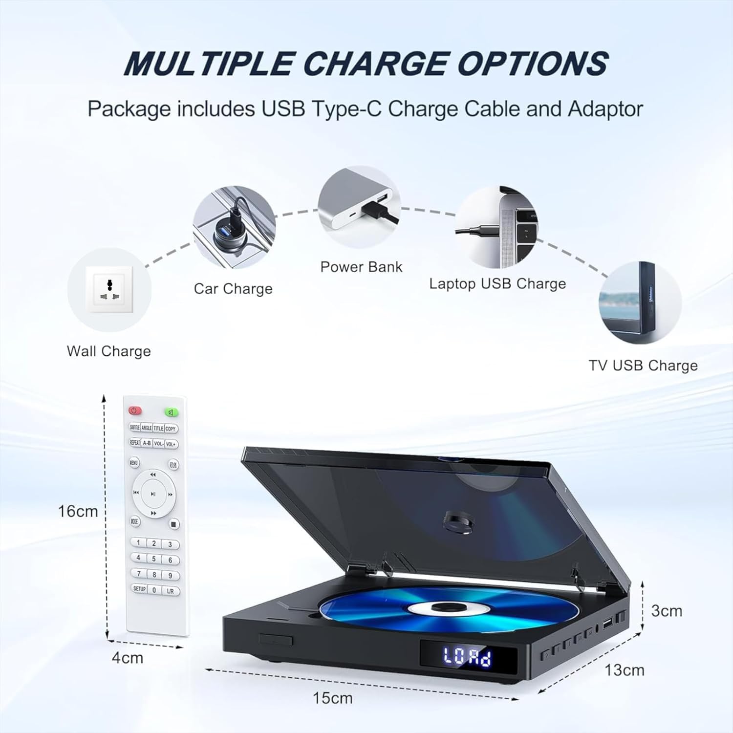 Lettore DVD Super Slim, Lettore DVD Compatto per TV, Player con Altoparlante HiFi Integrato, Uscita USB, Porta AUX da 3,5mm, PAL/NTSC Integrato