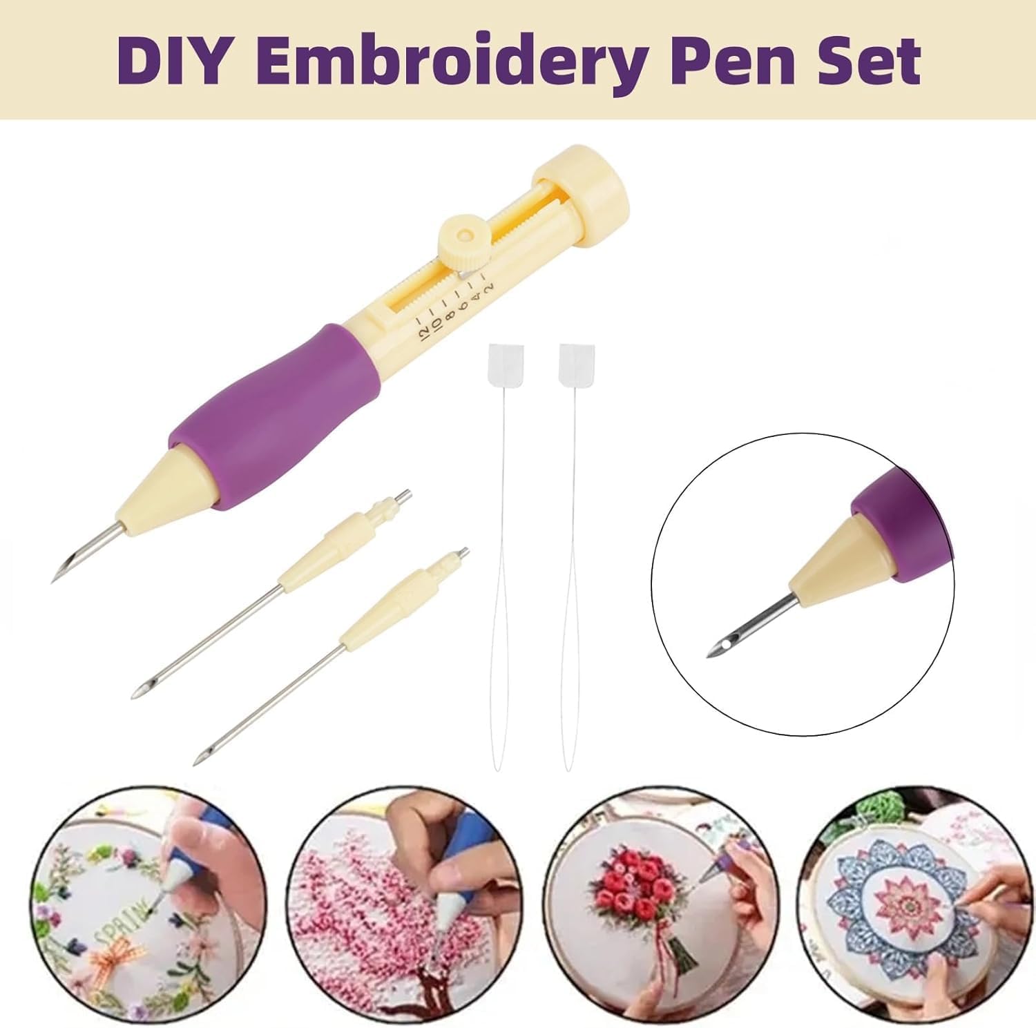 Deriz Punch Needle Embroidery Starter Kit for Adults & Kids | Complete DIY Rug Punch Needle Craft Set with 5 Color Yarn (15g Each), Embroidery Cloth, Needles & Accessories | Beginner Needle Felting Craft Kit 3