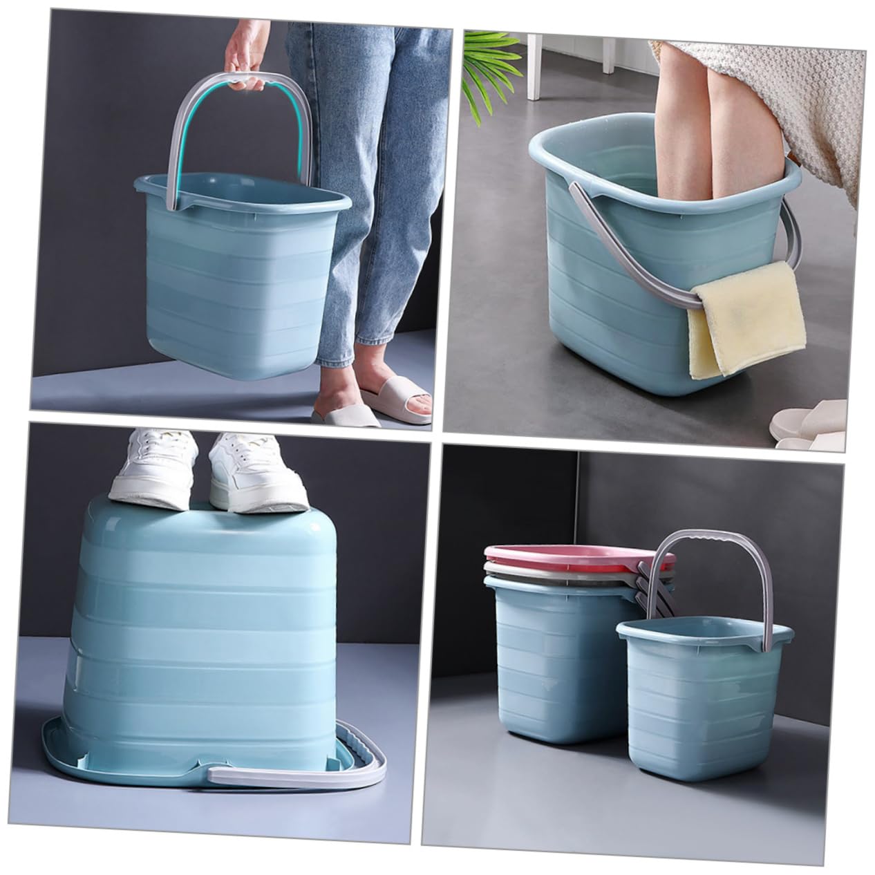 Beaupretty Secchio in Plastico Rettangolare Manico, Secchio per Acqua e Pulizia, Resistente Antiscivolo Buona Capacità Portante, per Giardinaggio e Uso Domestico