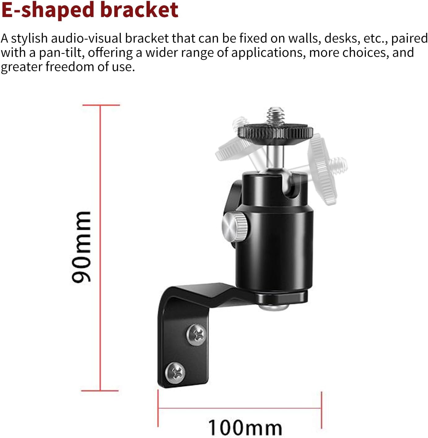 E Shape Adjustable Metal Camera Wall Mount, Ring Light Wall Mount, with 1/4" Screw, 5/8" Stud, Indoor/Outdoor Mounting for Arlo, Eufy Camera & Monitor & Speaker & Speaker & VR Base Station
