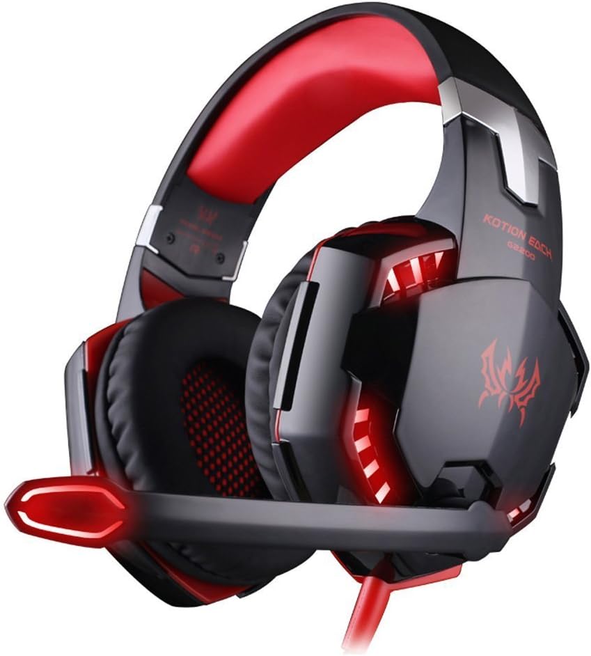 BENGOO Gaming Headset Comfortable 3.5mm Stereo Over-Ear Headphone Headband with LED Lighting for PC Computer Game with Noise Isolation & Volume Control