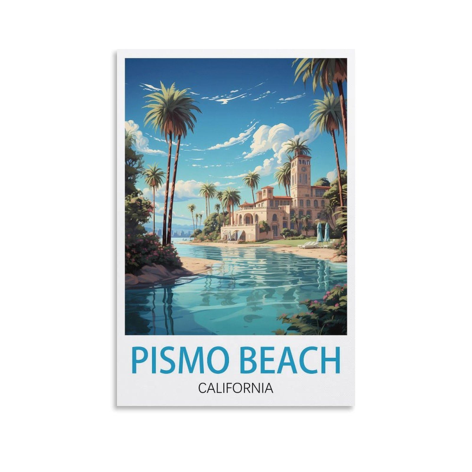 EZMLFA 5D Diamond Painting Kits for Adults,Pismo Beach California,DIY Full Round Drill Diamond Dot Gem Art Kits for Adults,Crafts for Decor 40x50cm