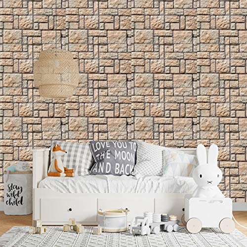 Image of DWELLSINDIA Brick Stone Self Adhesive Wallpaper, Waterproof, Scratch Resistant, Laminated (41cm x 244cm, Multicolour)