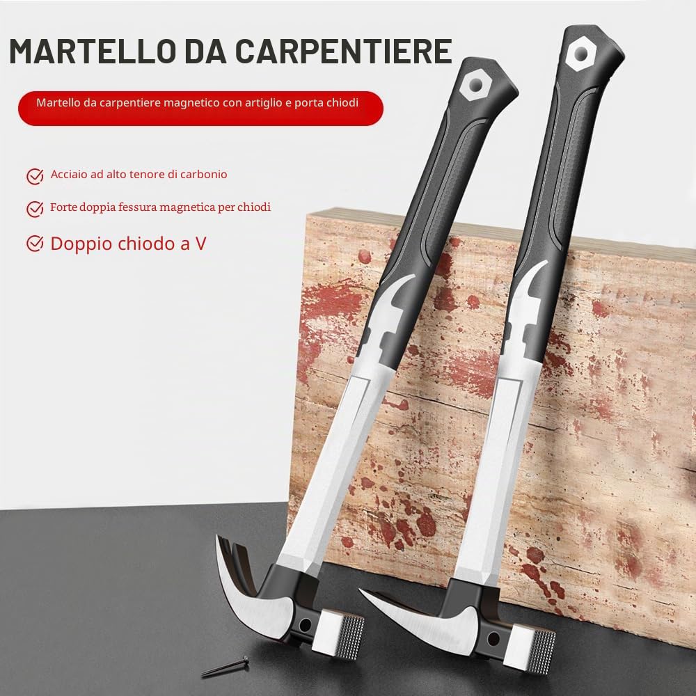 Martello da Carpentiere 368g 40cm Acciaio al Carbonio Heavy Duty Artiglio