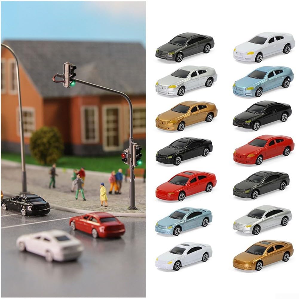 50Pcs Color Model Car N Scale 1:150 Gauge N Painted Plastic Model Car Railway Scenery Scene Street Train Layout Building Accessories Scenery