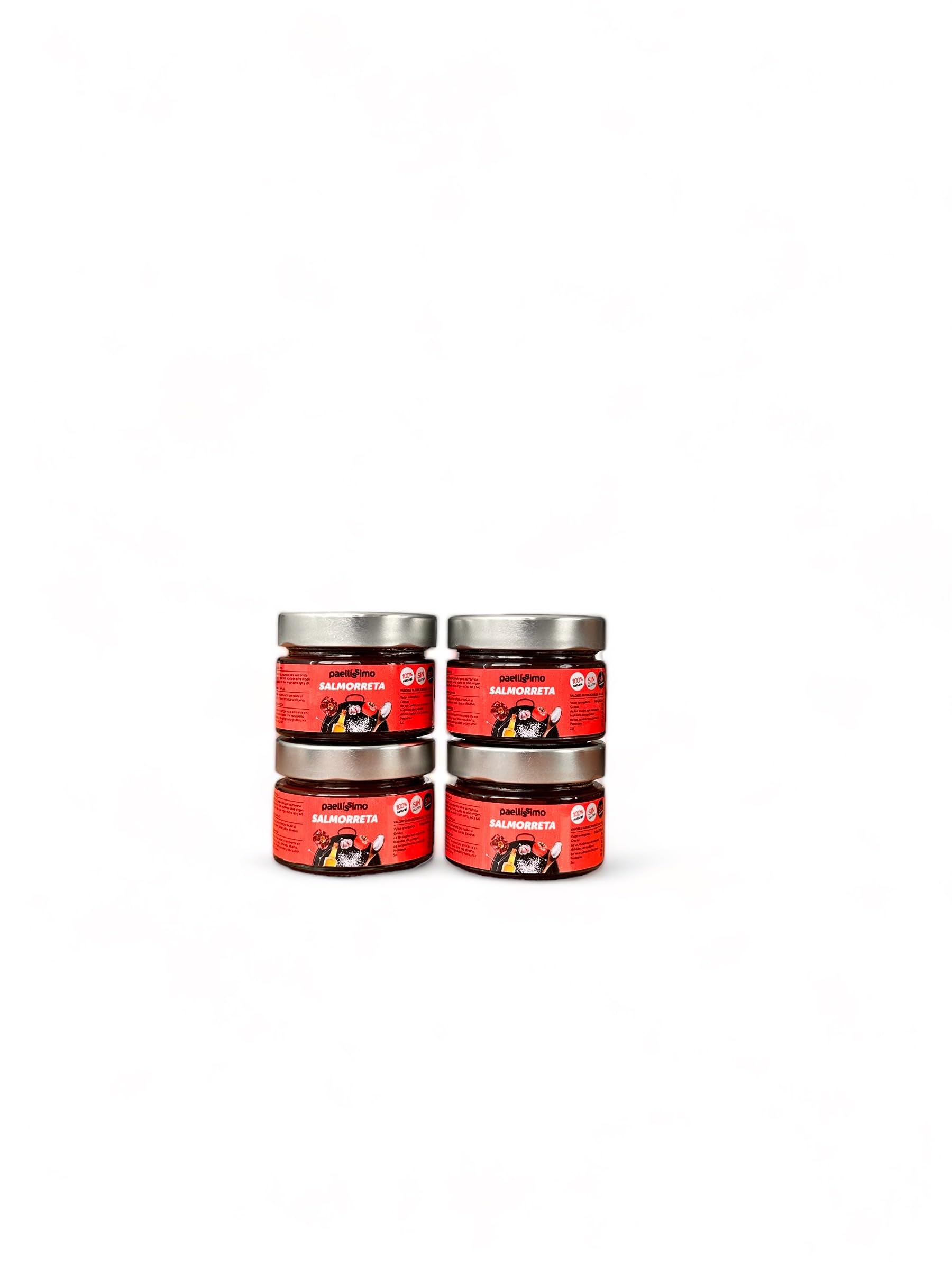 Paellissimo - Salmorreta per Paella, Salmorreta Alicantina, Salsa Salmorretta, Sofrito per Potenziare il Gusto delle tue Paelle, Risi, Fideuás e Stufa - 4 Vasetti da 110 gr (22 porzioni per vaso)