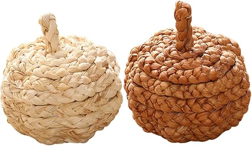 Miniatura 1 de IMIKEYA 2 calabazas artificiales de cosecha, decoraciones de árbol de Navidad, calabazas pequeñas, calabazas rústicas, manualidades, calabazas de