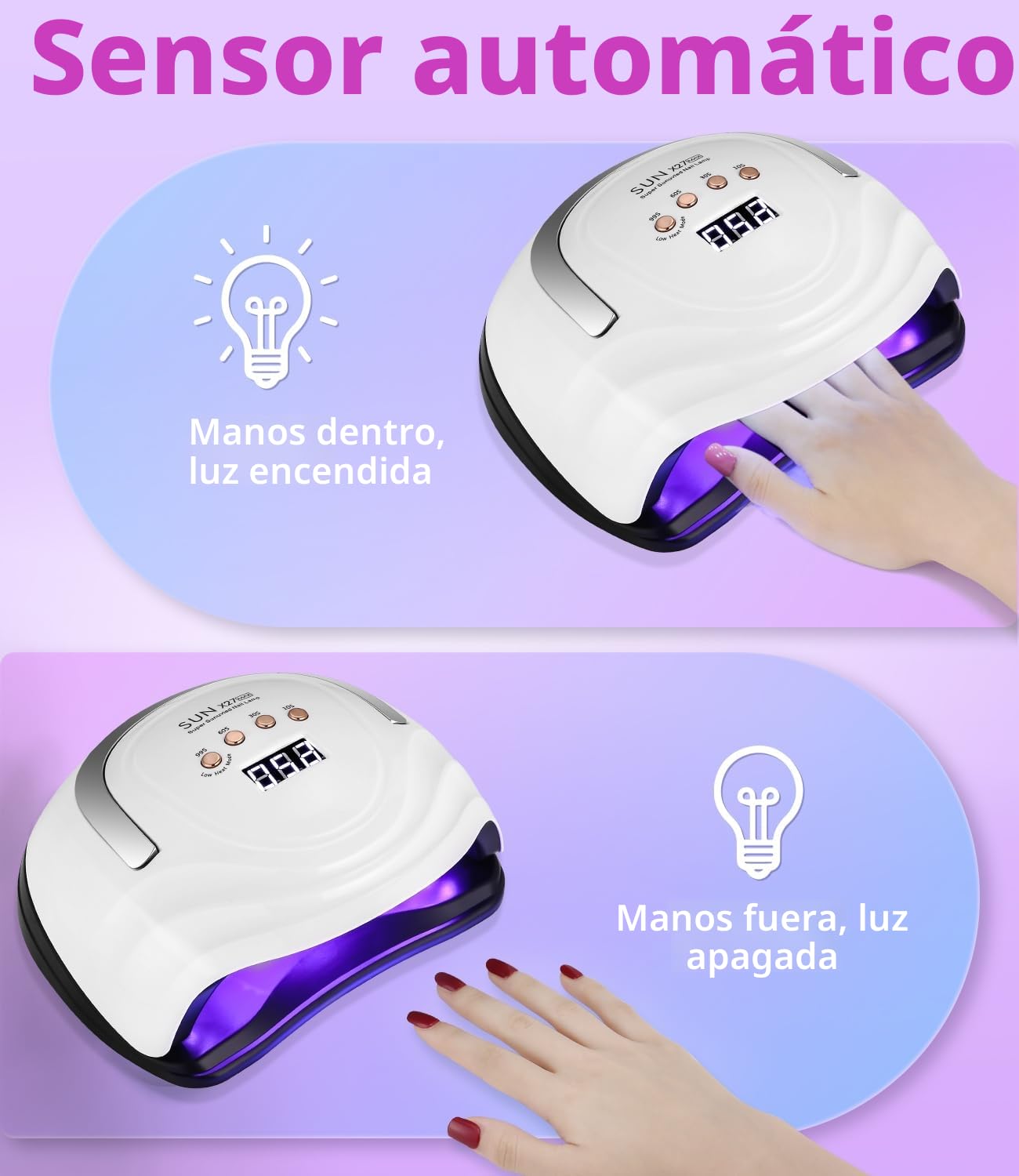 Lámpara de Uñas UV LED Profesional, 380W 81pcs de cuentas LED Curado de Esmalte de Gel Secador de Uñas Rápido, con Función de Temporización para Manicura/Pedicure Nail Art en el Hogar y Salón
