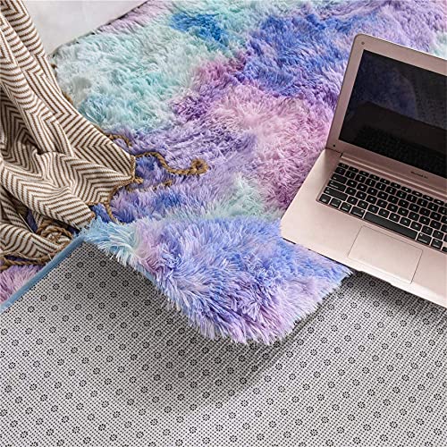 A Nice Night Shaggy Fluffy Faux Fur Area Rug Door Mat,Tie Dye Style,Softest, Luxurious Shag Carpet Rugs For Bedroom, Living Room, Luxury Bed Side Plush Carpets, Rectangle (Light Purple, 3' X 5') #TOP6