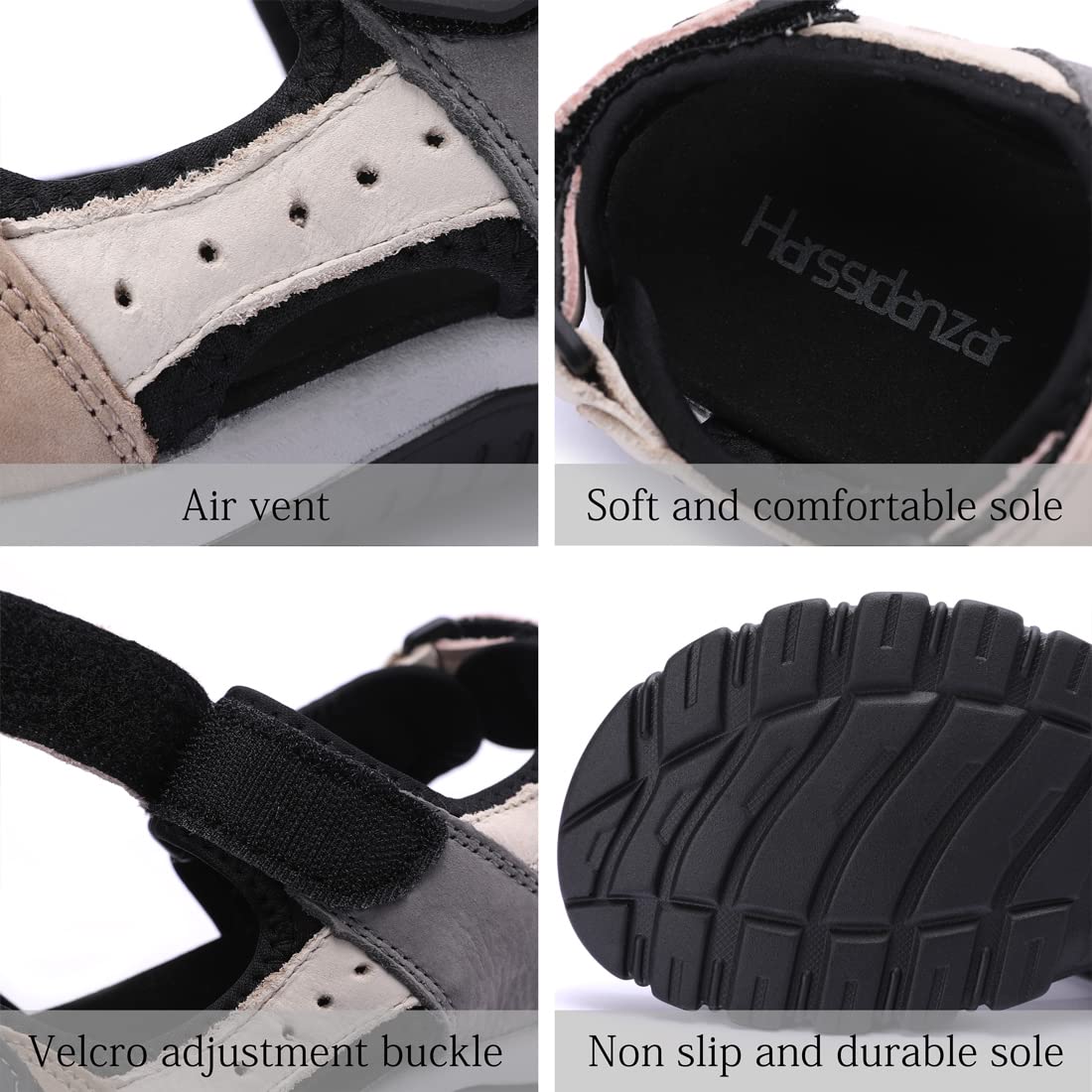 Harssidanzar Sandalias de piel para mujer Sandalias de verano Sandalias deportivas para exterior SL256EU