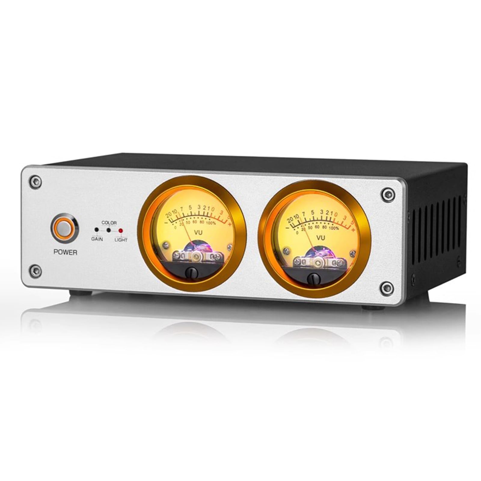 DoukAudio VU3PRO Dubbele analoge VU meter, 2 weg versterkerschakelaar, luidsprekerselectie, versterker audio schakelbox 2 in 2 OUT met MIC pick up en DB paneeldisplay