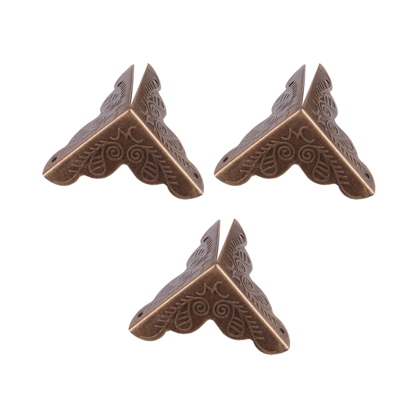 Angolari Metallo per Legno, Fydun 12 Pezzi Protezione Angolare Metallo Protezioni per Angoli in Ferro per Scatole Regalo Decorazioni Angolari per Tavolo, Casse di Legno, Scatola di Gioielli (Bronzo)