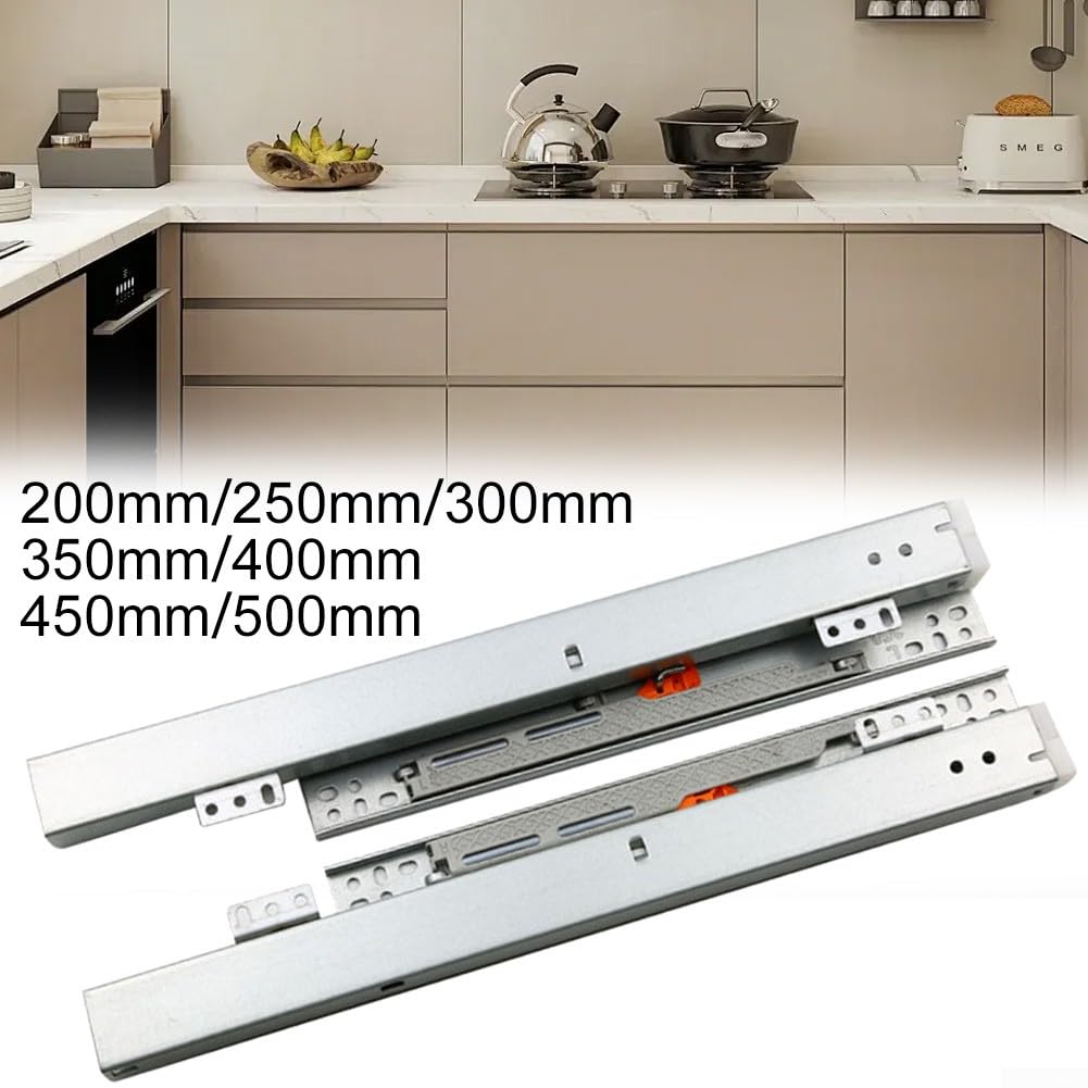 1 par de guías telescópicas para cajones, de acero, para montaje en suelo, guías telescópicas de cocina (500 mm)