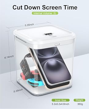 ySky Lockable Storage Box with Combination Code - Secure Medicine Safe, Phone Jail & Snack Container for Refrigerator, Home, Office- Durable Multi-Purpose Lock Box(White)