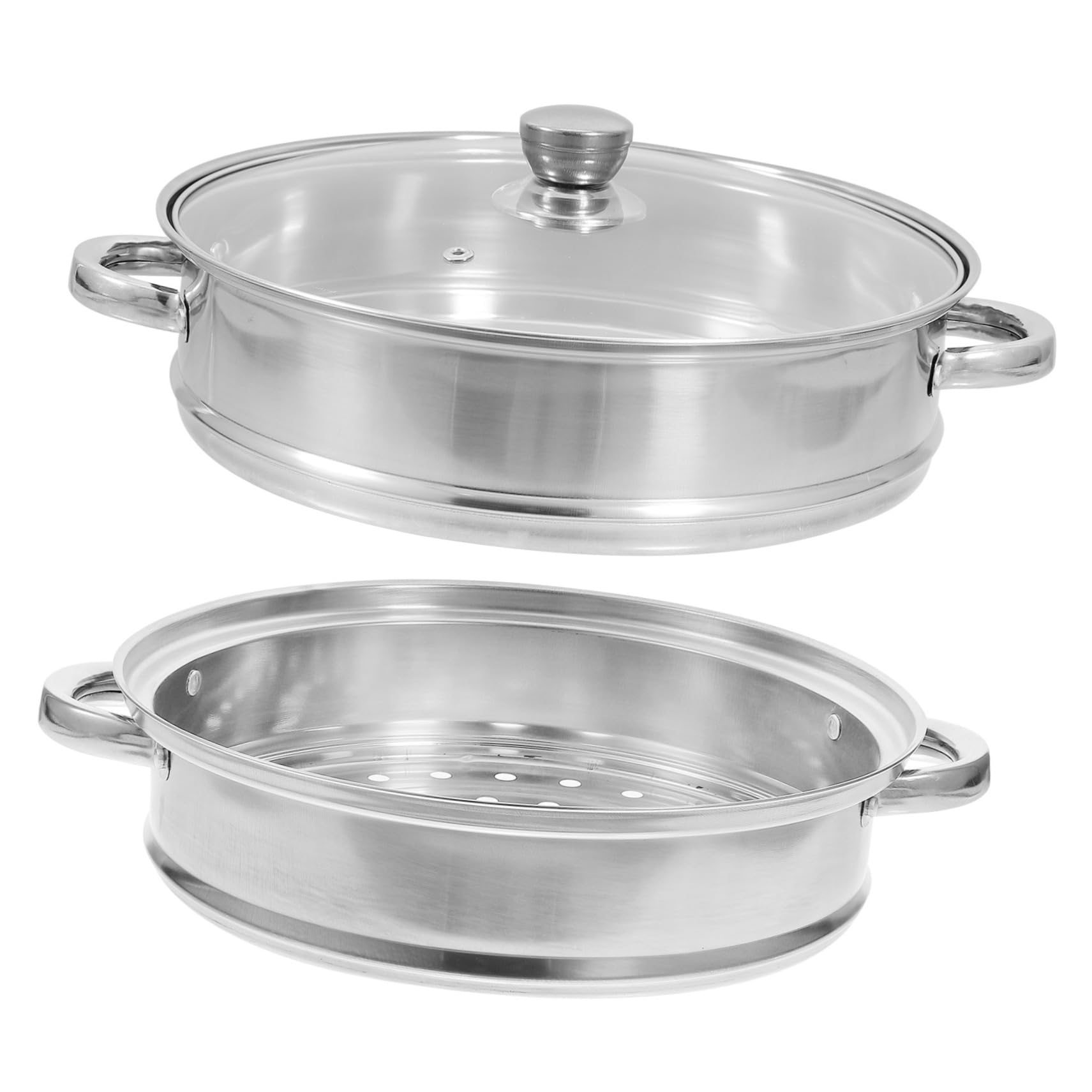 Cabilock Vaporera de Alimentos Olla de Vapor de Acero Inoxidable Doble Asa Utensilios de Cocina para Cocina y Restaurante Vaporera Práctica para Cocinar Alimentos