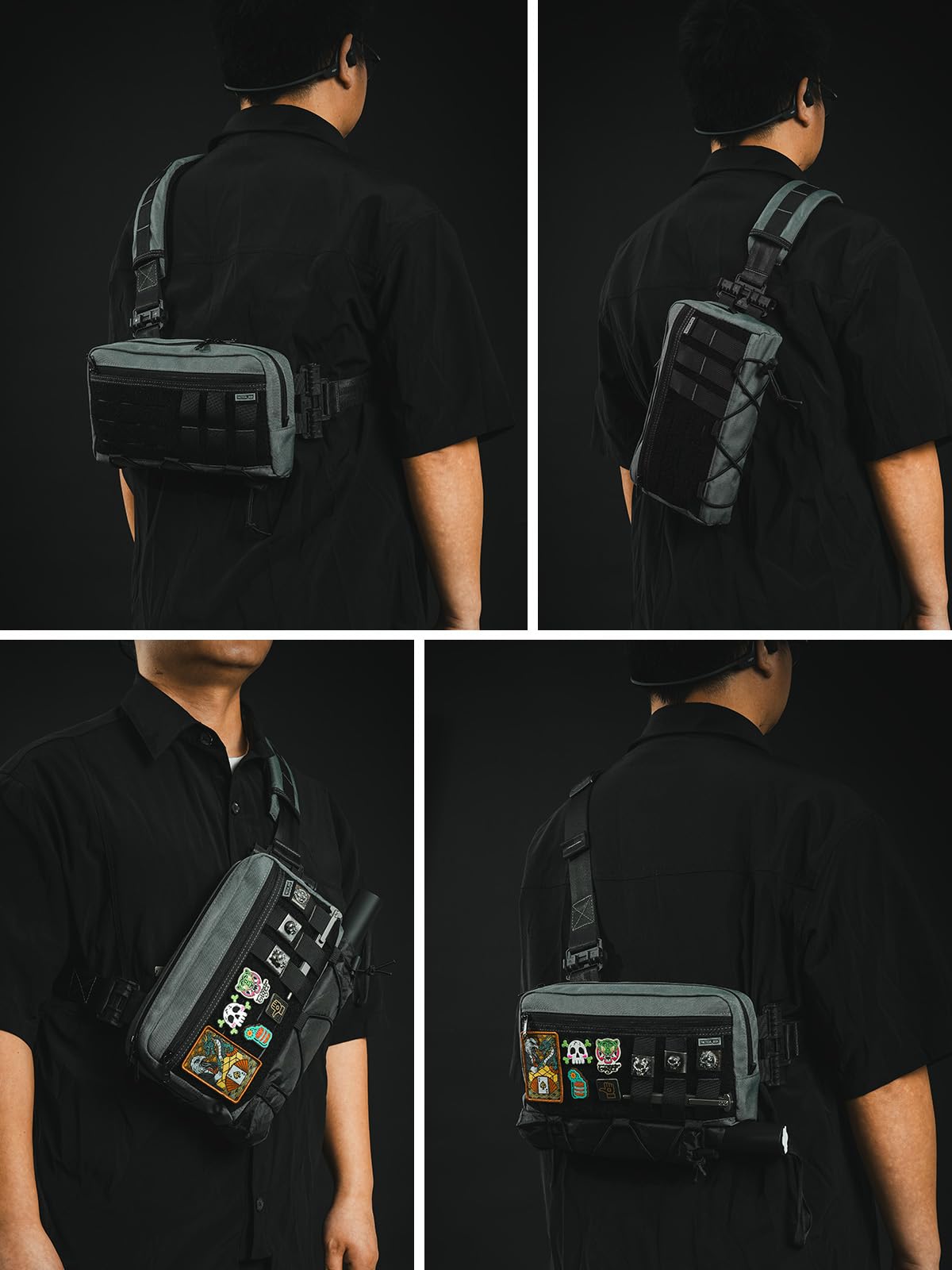 TACTICAL_GEEK Cache L3 EDC Sling Bag Poitrine Sac bandoulière Nylon CORDURA Fermeture éclair YKK Sac à dos d'épaule Tactique Sangle Ambidextre de Randonnée