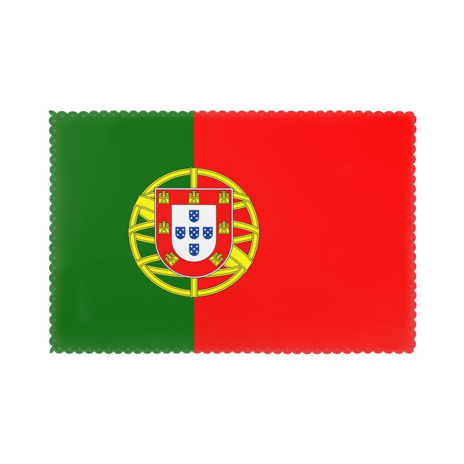 Portuguese flag Placemat set of 6, oil-proof and insulated dining table placemats, washable and wipeable.