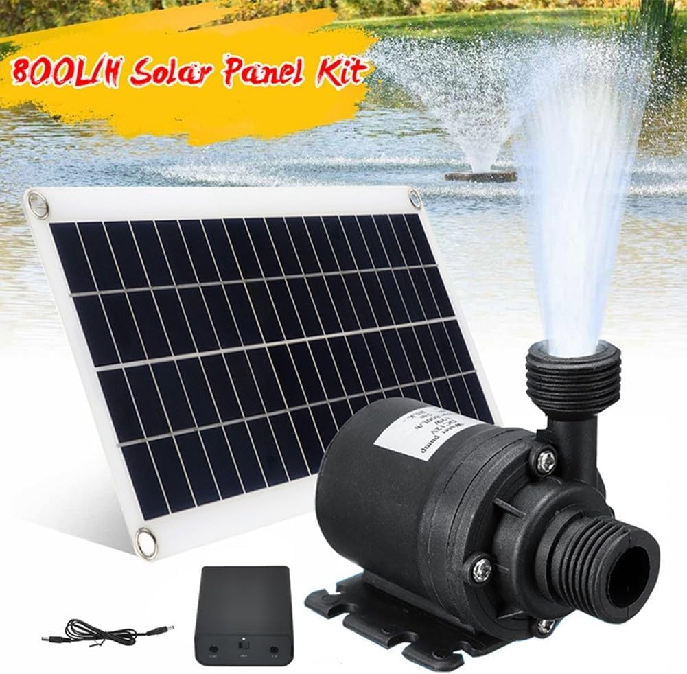 12V Brushless Solar Water Pump Kit 800L/H DC With 10W Polysilicon Solar Panel, Submersible Design For Fish Pond, Garden Fountain And Outdoor Water Features, Easy Installation And Ultra-Quiet Operation