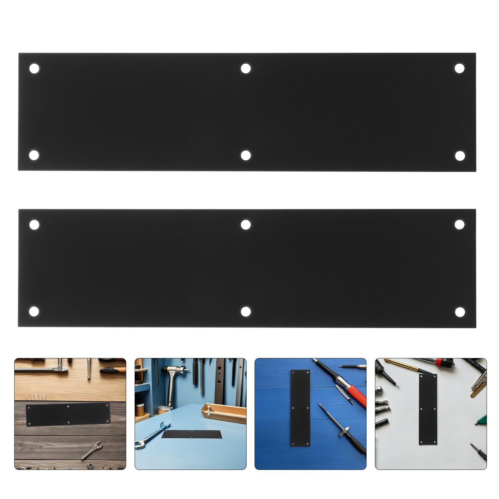 iplusmile Protector de Puerta de Acero Inoxidable 75 X 289 Mm, Placa Protectora Metálica Negra 2 Unidades, Resistente a Impactos y Arañazos, para Protección Inferior en Entradas de Hogar