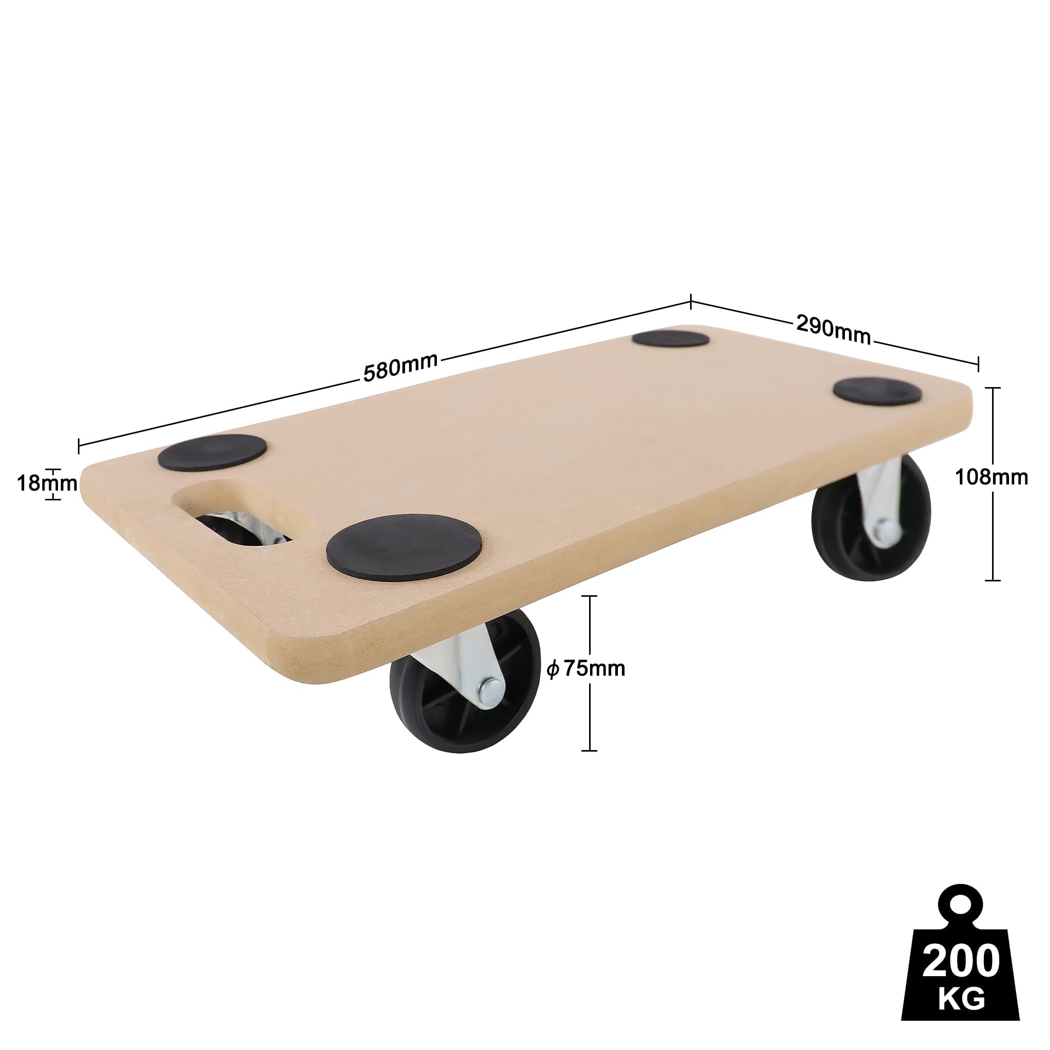 Juego de 4 ruedas con almohadillas de goma, capacidad de carga máxima de 200 kg