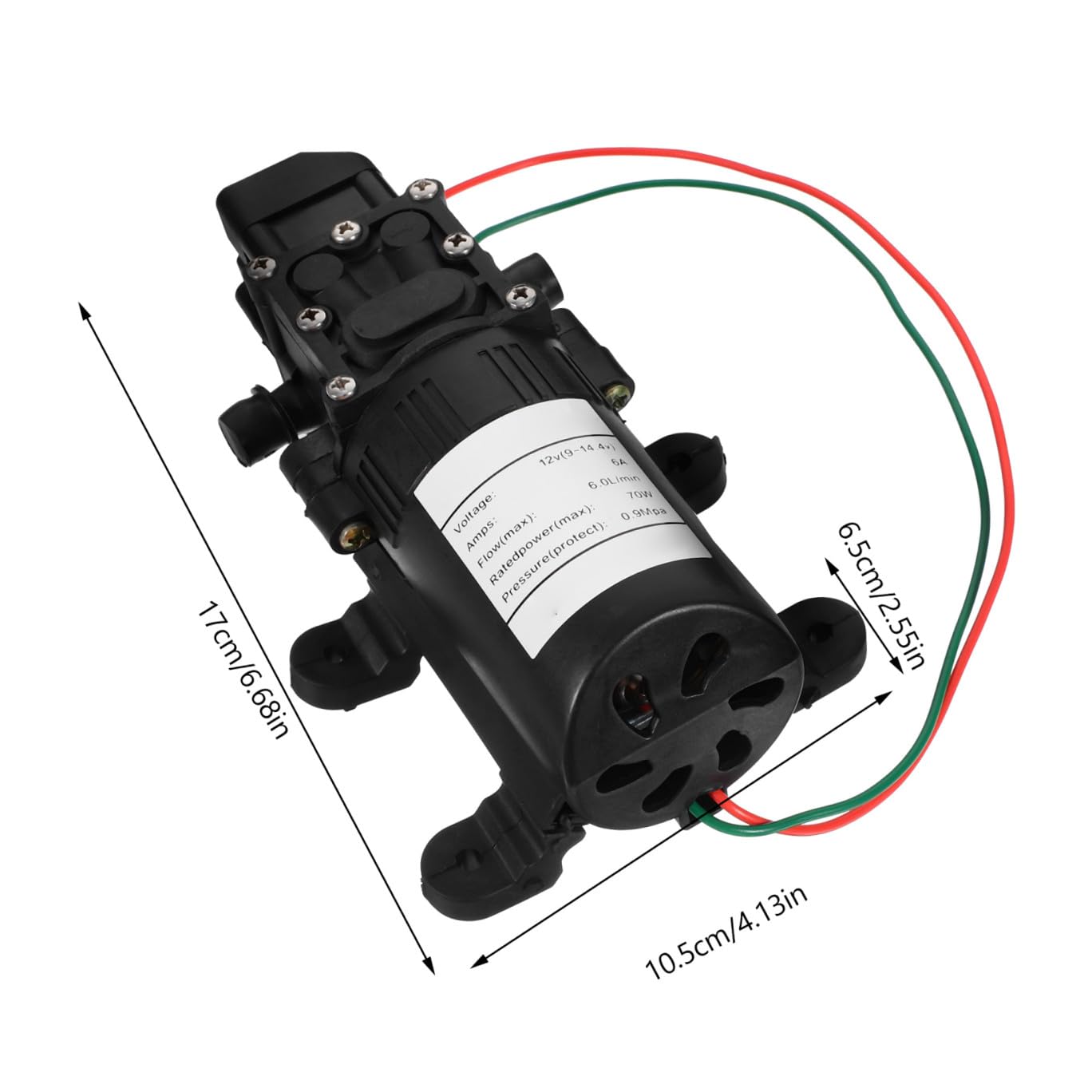 Toddmomy Bomba de Diafragma Eléctrica 12v 70w para Pulverización, Autocebante, Alta Presión y Flujo, Tamaño Compacto, Adecuado para Sistemas de Riego y Lavado de Coches