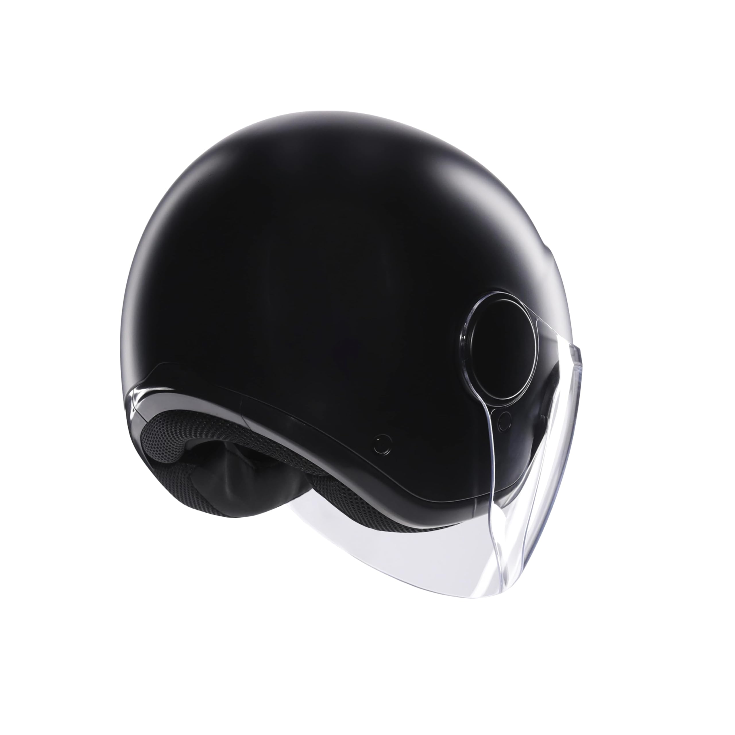 AGV - ETERES E2206, Casque Moto Jet Unisexe, Casque Moto Ouvert avec Anneau Antivol, Visière Anti-Rayures et Anti-UV, Technologie d'Absorption Instantanée de la Sueur, Matt Black, M