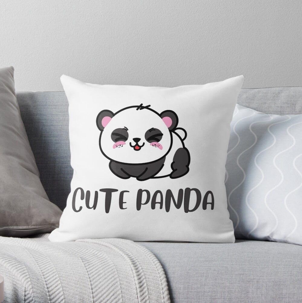 CRAFT MANIACS Cute Panda Cartoon Pun 16 * 16 Pillow with Filler Inside Best Gift for Kids & Adults Who Loves Unicorns (Cute Panda)-picture-26