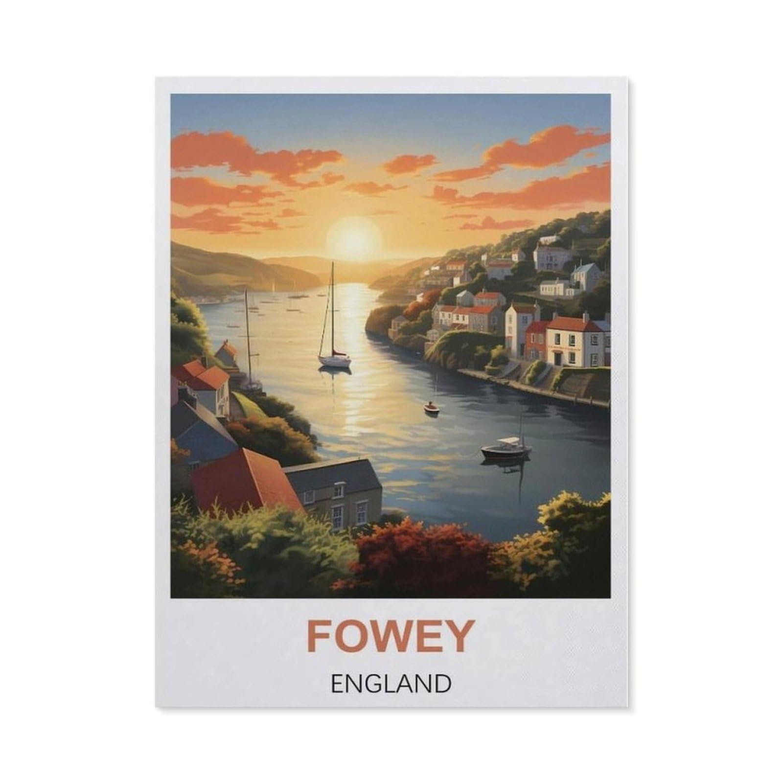 BEAYODKP DIY Diamond Painting，Fowey England（50 x 60 cm）