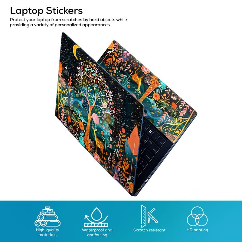 Image of Floral F41 Top+Wrist Pad Vinyl Laptop Skin /Sticker /Cover for 13 to 13.3 Inches Laptops Laminated-Removable-HD Quality Compatible for Hp-Dell-Sony-Lenovo-Asus etc.(13x9.2 Inches)