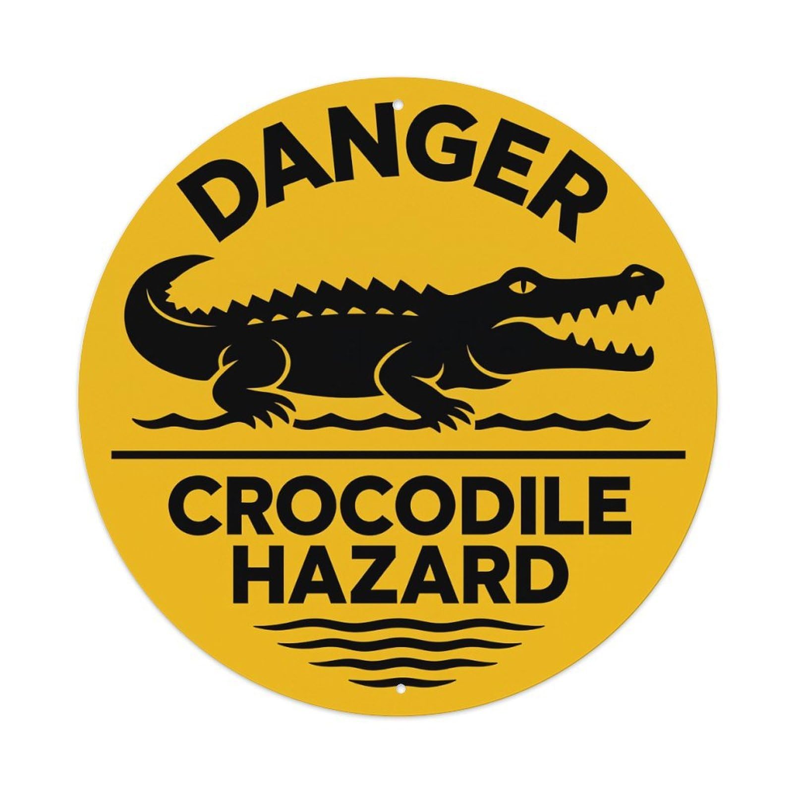 Danger Crocodile Hazard Sign Pattern Metal Tin Sign Vintage Garden Bedroom Cafe Bar Man Cave Home Wall Decor Metal Poster 8x8 inches