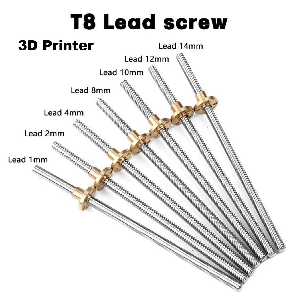 Piezas de impresora 3D con tornillo de avance T8, 100mm, 150mm, 300mm, 550mm, 600mm de largo, 1/2/4/8/10mm, 1 Uds.(Lead 1mm,250mm)