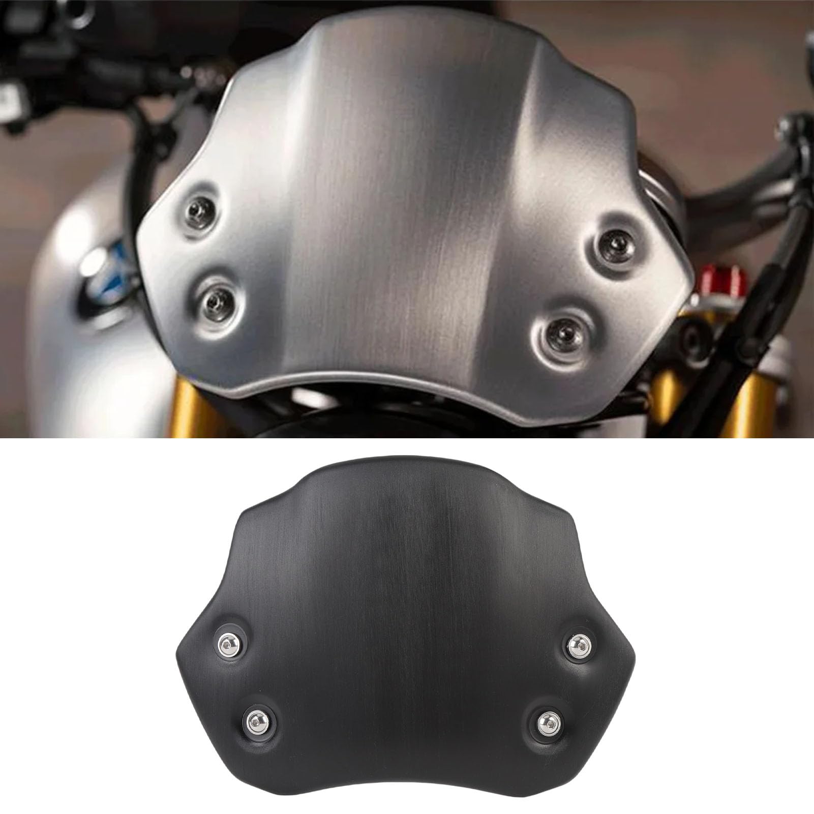 Parabrezza Moto, per Modelli Dal 2014 Al 2023 (BLACK) | Costruzione 100% in Lega di Alluminio, Riduce la Resistenza del e il Rumore, Compatibile con R NINE T Pure Racer Scrambler