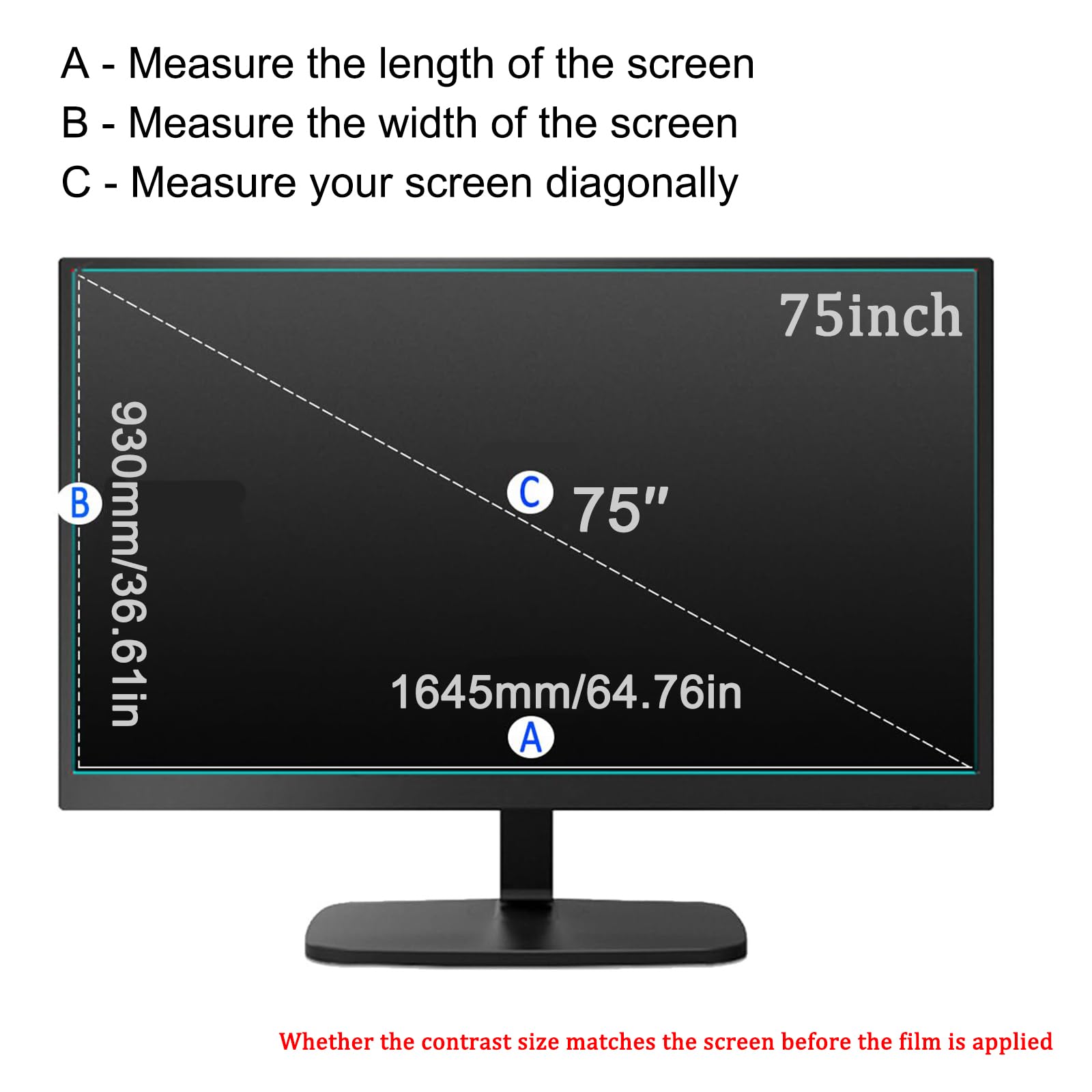 Protecteur d'écran TV 75 Pouces Anti-reflet Anti-UV Film Mat givré Protection des Yeux 1645x930mm