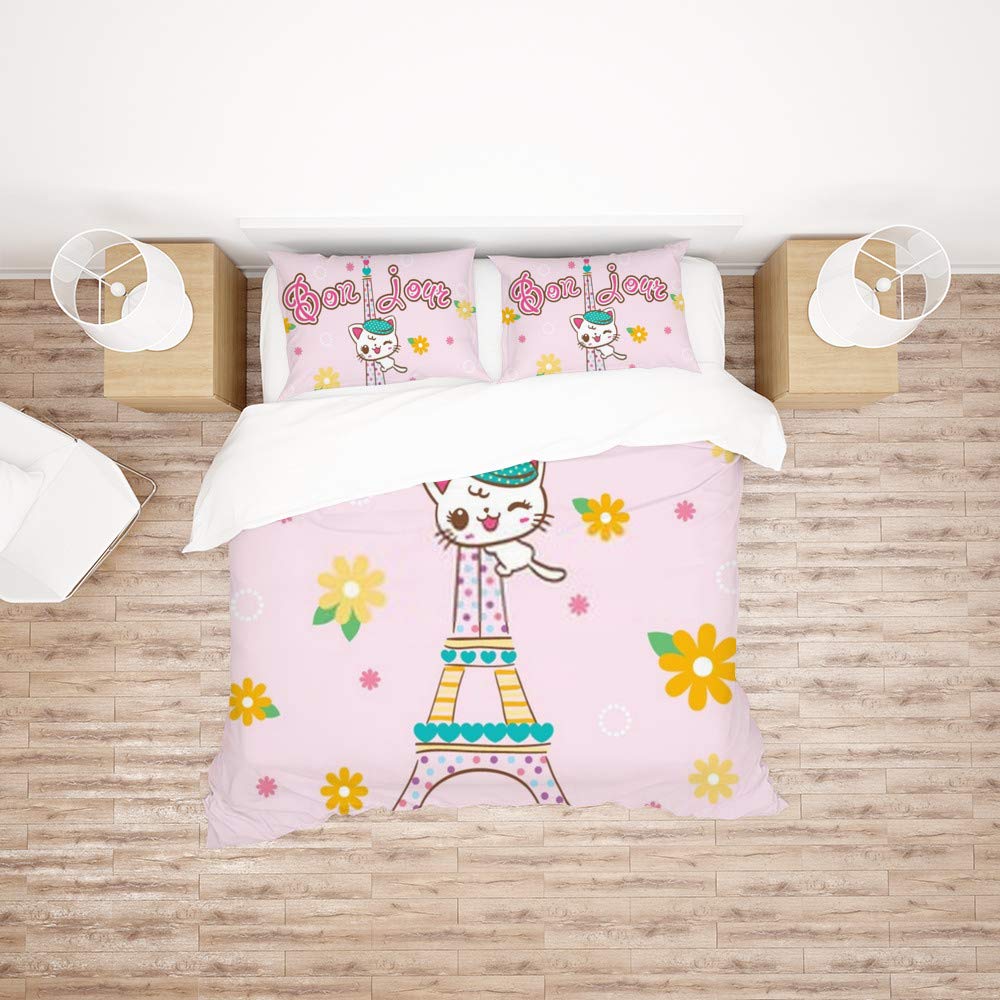 Parure de couette chat ultra doux lit double facile d'entretien motif 2