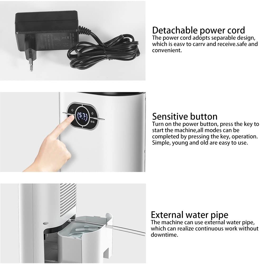 Deumidificatore Portatile Con Telecomando, Deumidificatore Piccolo Da 1200 Ml, Purificazione A Ioni Negativi, Timer 24 Ore, Tubo Di Scarico Esterno, Per Soggiorno/Cucina/Ufficio/Bagno/Dormitorio,42W