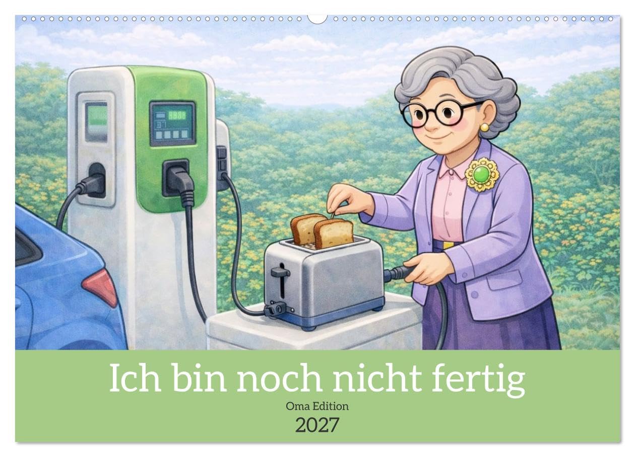 Ich bin noch nicht fertig - Oma Edition (Wandkalender 2027 DIN A2 quer), CALVENDO Monatskalender: Eine liebenswerte und moderne Oma meistert den Alltag. (CALVENDO Spass)