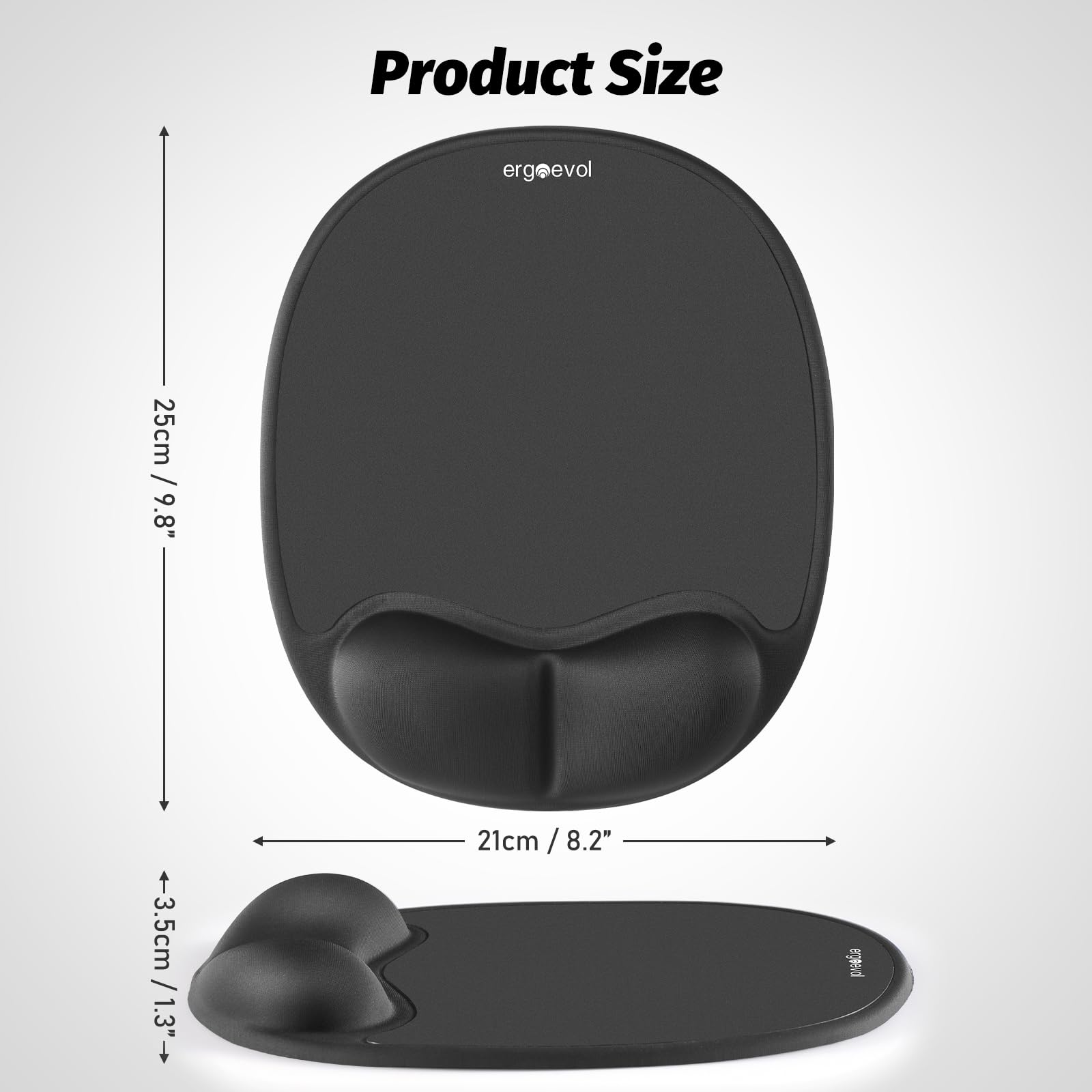 Tappetino per mouse con poggiapolsi in memory foam per mouse verticale (nero corvino)