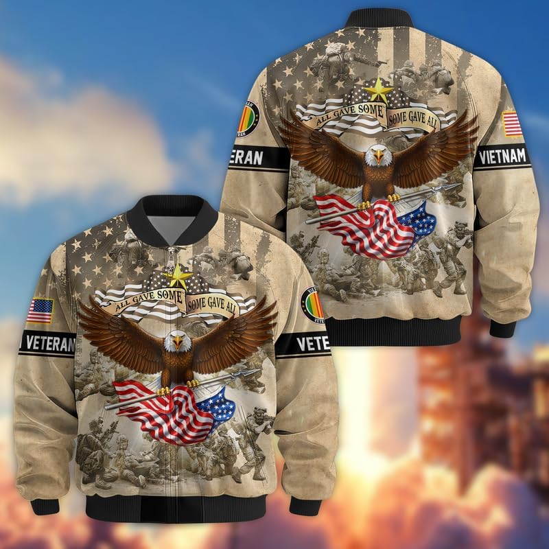 Vietnam Veteran Jackets For Men - Military Men Jacket, Premium Waterproof Coat, Veterans Day Gift, Full Size S - 6XL