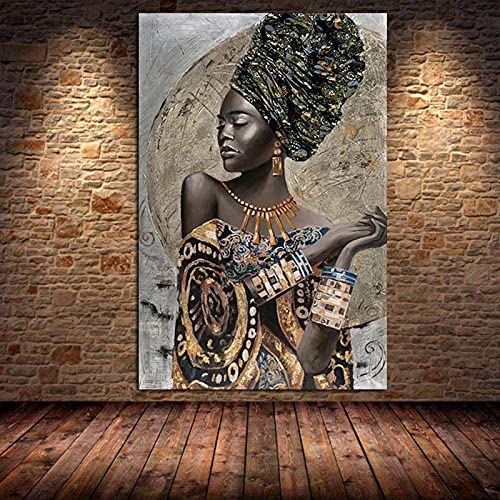 Toile femme africaine noire LSYALUCK art mural abstrait pour célébrer la culture chez soi