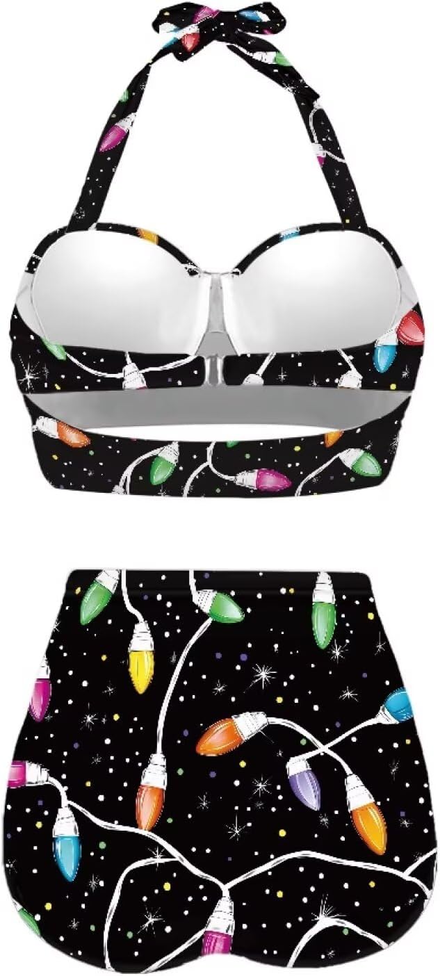 Womens Swimsuit Set High Waisted Bottom 2 Piece Bikini Wrap Front Bathing Suit Swimwear Tummy Control S-2XL