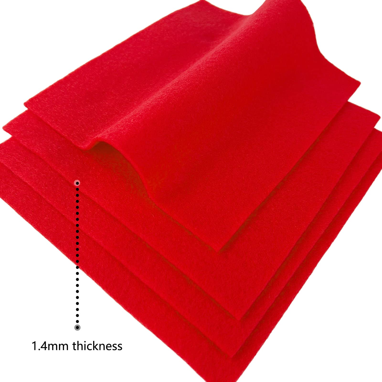 Jtnohx Soft Felt Fabric, Colour Felt Sheets for Crafts 1.4mm Thick Flexible Craft Fabric for Handwork DIY Projects 15x15cm(Bright red) - Image 4