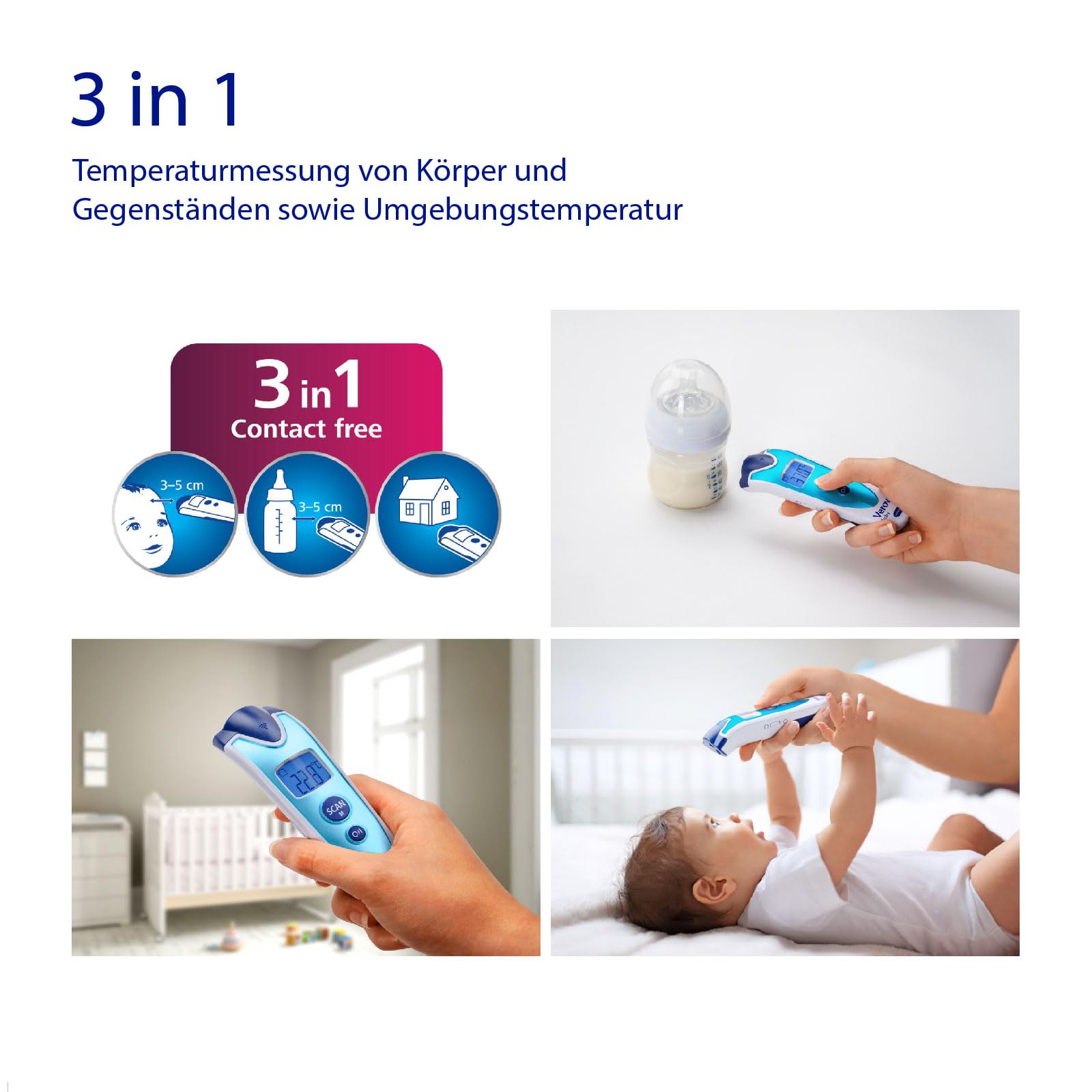 Veroval baby Infrarot-Fieberthermometer, kontaktlos, blau
