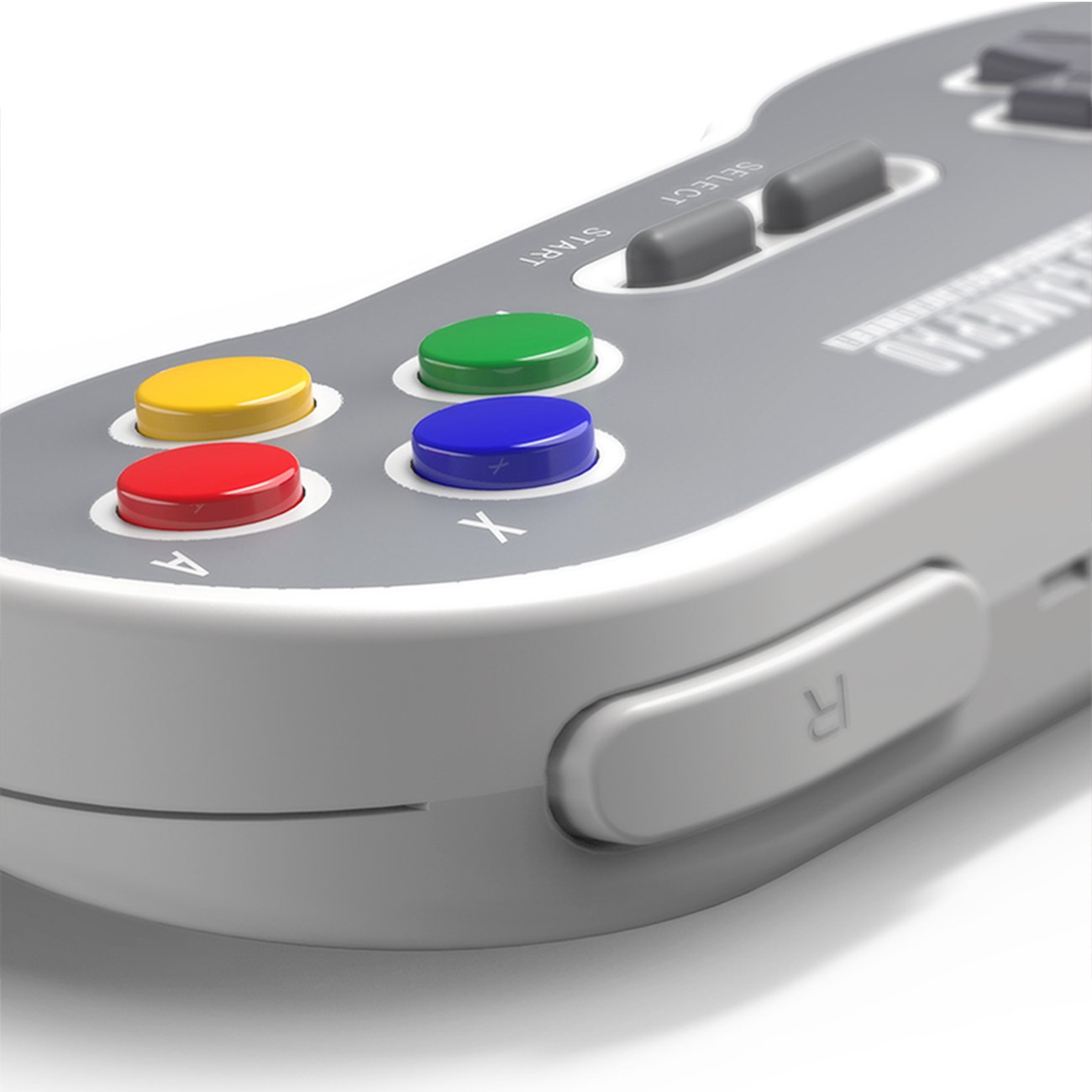 Close-up of 8Bitdo SF30 controller shoulder buttons
