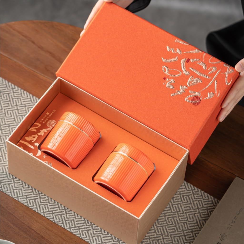 Celadon Cukier Jar Słoik do przechowywania herbaty Loose Little Sealed Jar Kitchen Chin Set Chiński Zestaw z Pudełkiem Na Prezent Podwójny Pojemnik Na Herbatę(C)