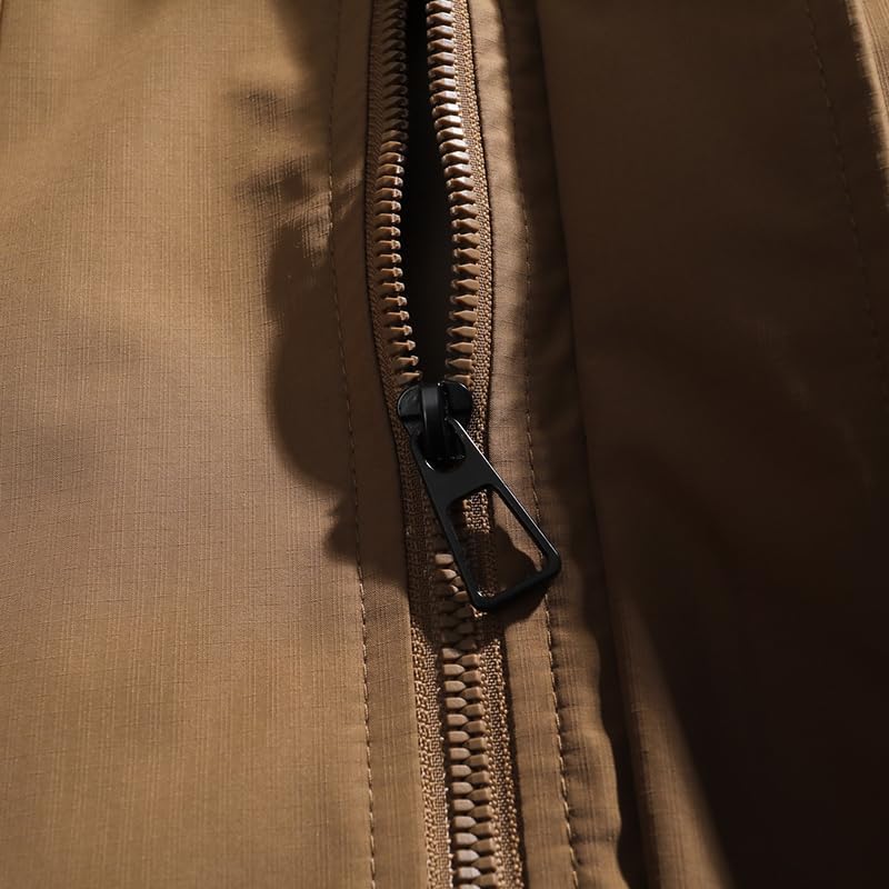 Men's Hooded Windbreaker Jacket Black with Green Lining Full Zipper Drawstring Hood Sports Casual Lightweight