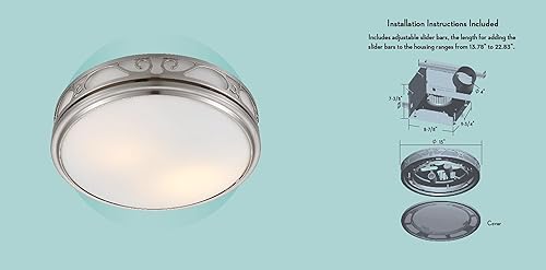 Miniatura 4 de HUNTER 83008 Sona - Ventilador de escape decorativo para baño con luz y luz nocturna, níquel cepillado